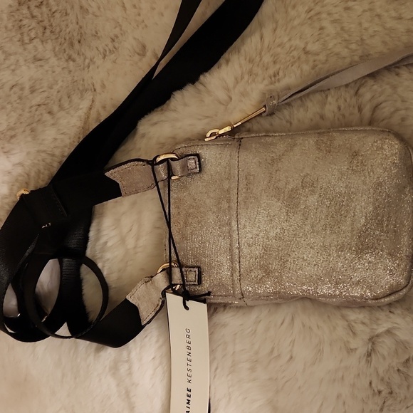 NWT Aimee Kestenberg Gold Metallic Leather Small Crossbody Purse​​​​​​​ - Picture 4 of 5